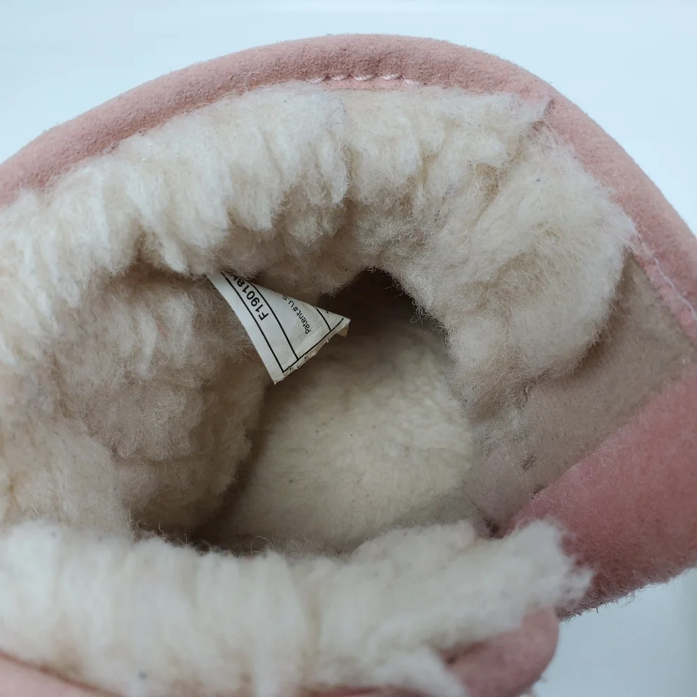 Ugg Baby Girl Bow Valcro Suede Sheep Sherling Boot Sz 4/5